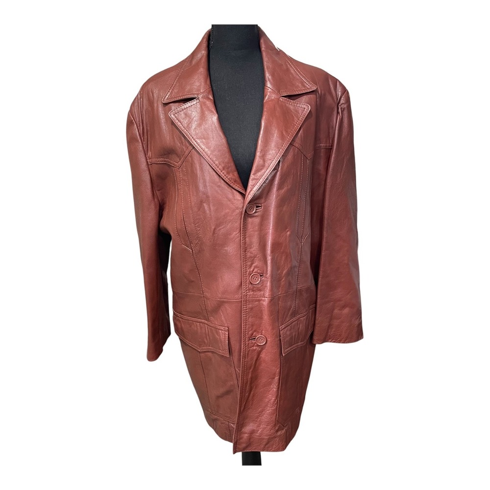 VTG Bermans Leather Jacket Mens 48X Brown Removable Acrylic/Wool Lining